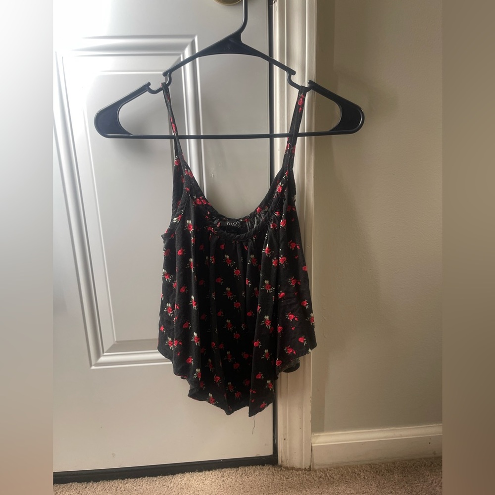 Black crop top with roses